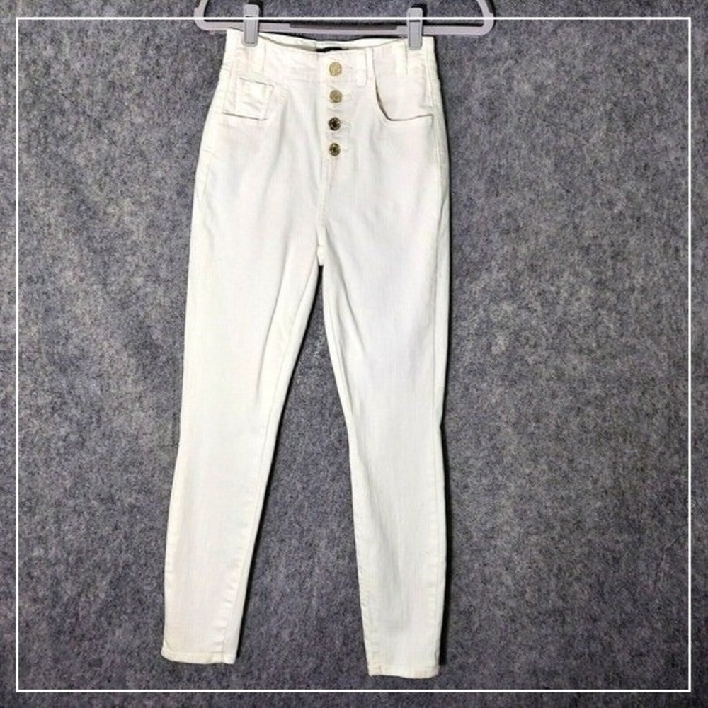 7 For All Mankind Jeans Women 23 White High Rise Skinny Stretch Quiet Luxury